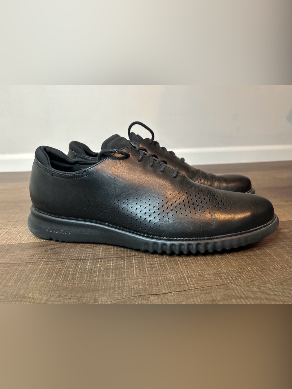 Cole Haan 2.Zerogrand Men's Size 15 M Laser Lined Black Oxford Leather C23832